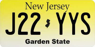 NJ license plate J22YYS