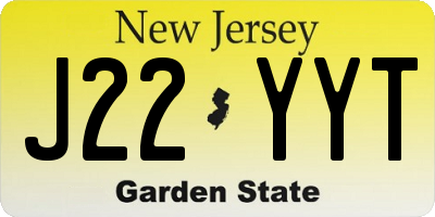 NJ license plate J22YYT