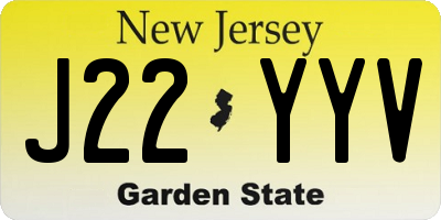 NJ license plate J22YYV