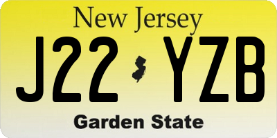 NJ license plate J22YZB