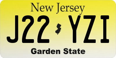 NJ license plate J22YZI