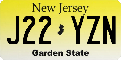 NJ license plate J22YZN