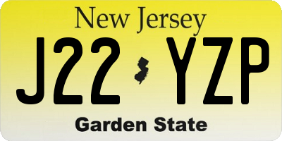 NJ license plate J22YZP