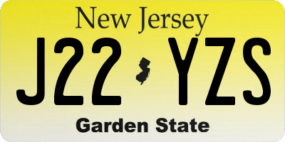 NJ license plate J22YZS