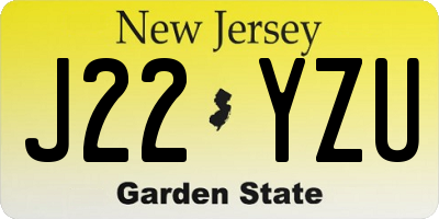 NJ license plate J22YZU