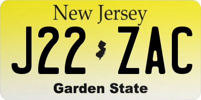 NJ license plate J22ZAC