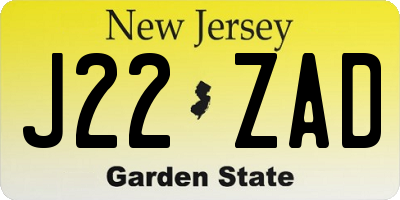 NJ license plate J22ZAD