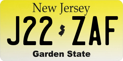 NJ license plate J22ZAF
