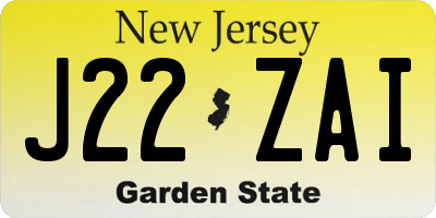 NJ license plate J22ZAI
