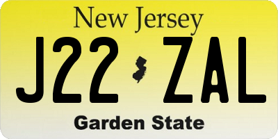 NJ license plate J22ZAL