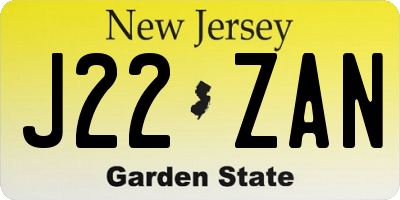 NJ license plate J22ZAN