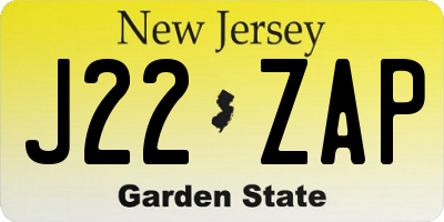 NJ license plate J22ZAP