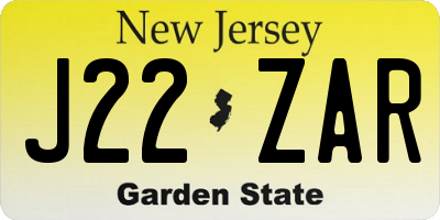 NJ license plate J22ZAR