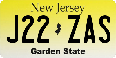 NJ license plate J22ZAS