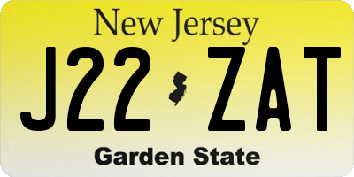 NJ license plate J22ZAT