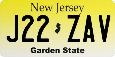 NJ license plate J22ZAV