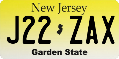 NJ license plate J22ZAX