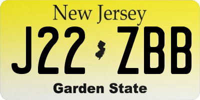NJ license plate J22ZBB