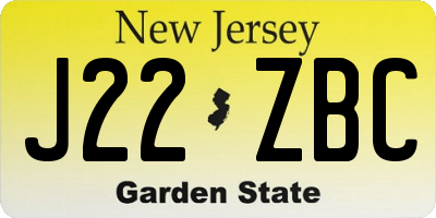 NJ license plate J22ZBC
