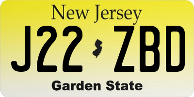 NJ license plate J22ZBD