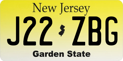 NJ license plate J22ZBG