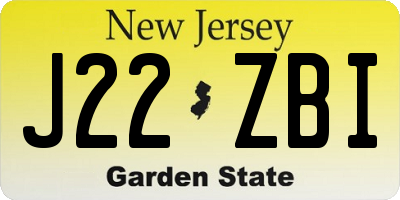 NJ license plate J22ZBI