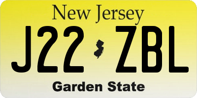 NJ license plate J22ZBL