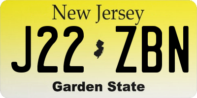 NJ license plate J22ZBN