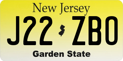 NJ license plate J22ZBO
