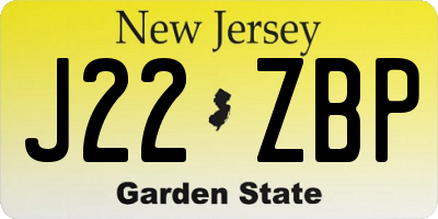 NJ license plate J22ZBP