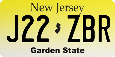 NJ license plate J22ZBR