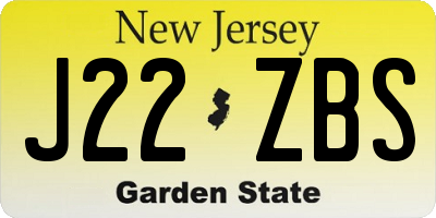 NJ license plate J22ZBS