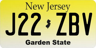 NJ license plate J22ZBV