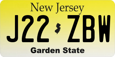 NJ license plate J22ZBW