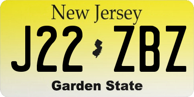 NJ license plate J22ZBZ