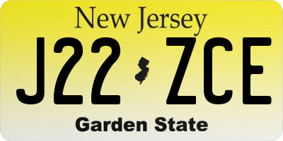 NJ license plate J22ZCE