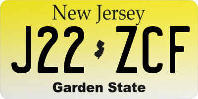 NJ license plate J22ZCF
