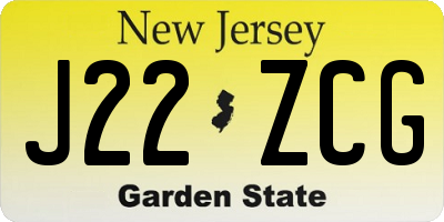 NJ license plate J22ZCG