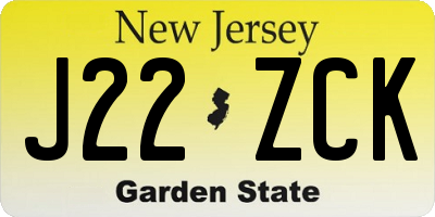 NJ license plate J22ZCK