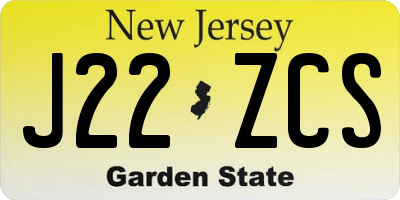 NJ license plate J22ZCS