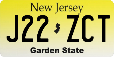NJ license plate J22ZCT