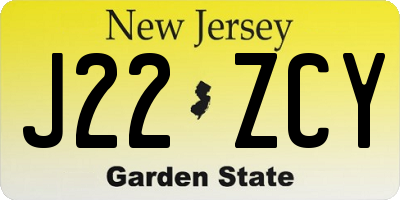 NJ license plate J22ZCY