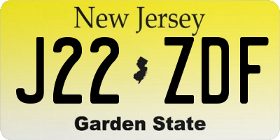 NJ license plate J22ZDF