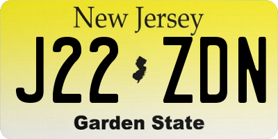 NJ license plate J22ZDN