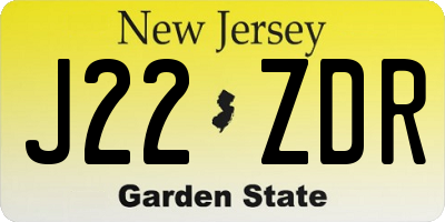 NJ license plate J22ZDR