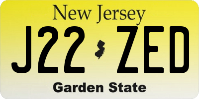 NJ license plate J22ZED