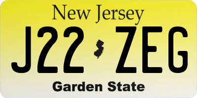 NJ license plate J22ZEG