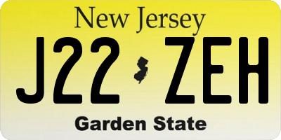 NJ license plate J22ZEH