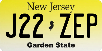 NJ license plate J22ZEP