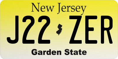 NJ license plate J22ZER